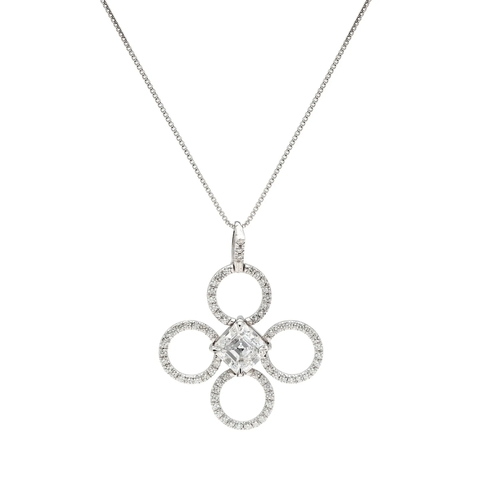 Platinum GIA 0.97ct H/VS1 Diamond Clover Pendant