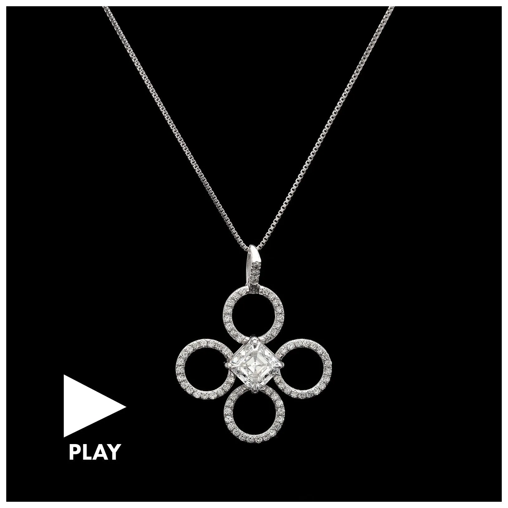 Platinum GIA 0.97ct H/VS1 Diamond Clover Pendant