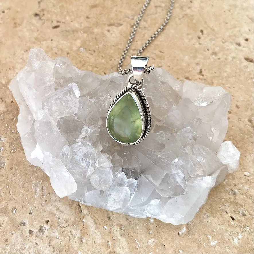 Prehnite Teardrop Pendant - Astrid
