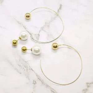 Rae Large Hoop and Pearl Ball Earrings Set