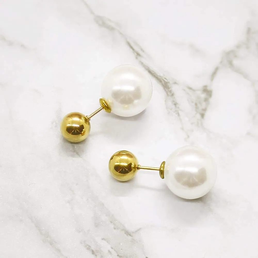 Rae Large Hoop and Pearl Ball Earrings Set