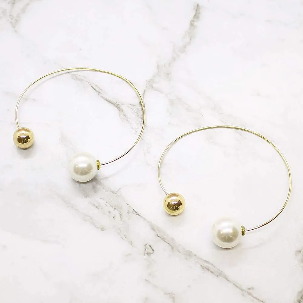 Rae Large Hoop and Pearl Ball Earrings Set