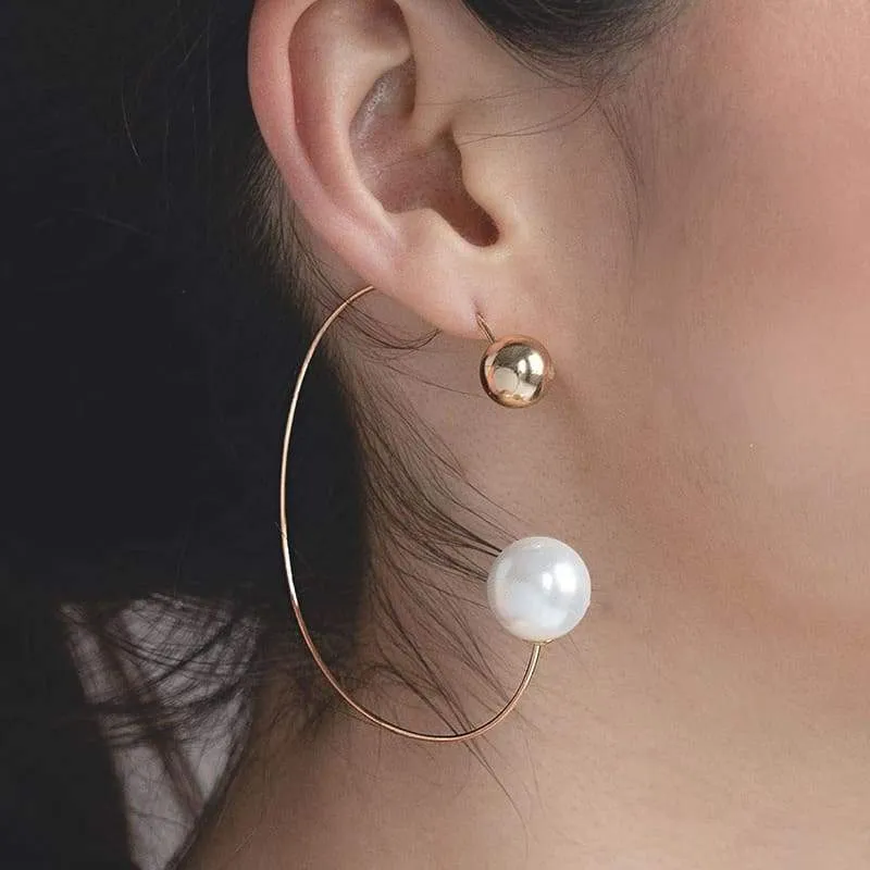 Rae Large Hoop and Pearl Ball Earrings Set