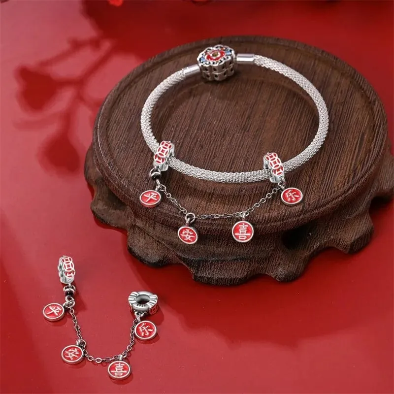 Red Chinese Symbols Blessing Safety Chain