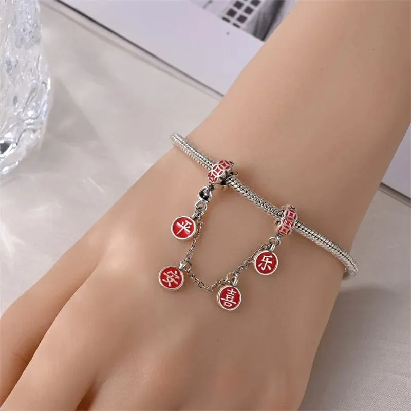 Red Chinese Symbols Blessing Safety Chain