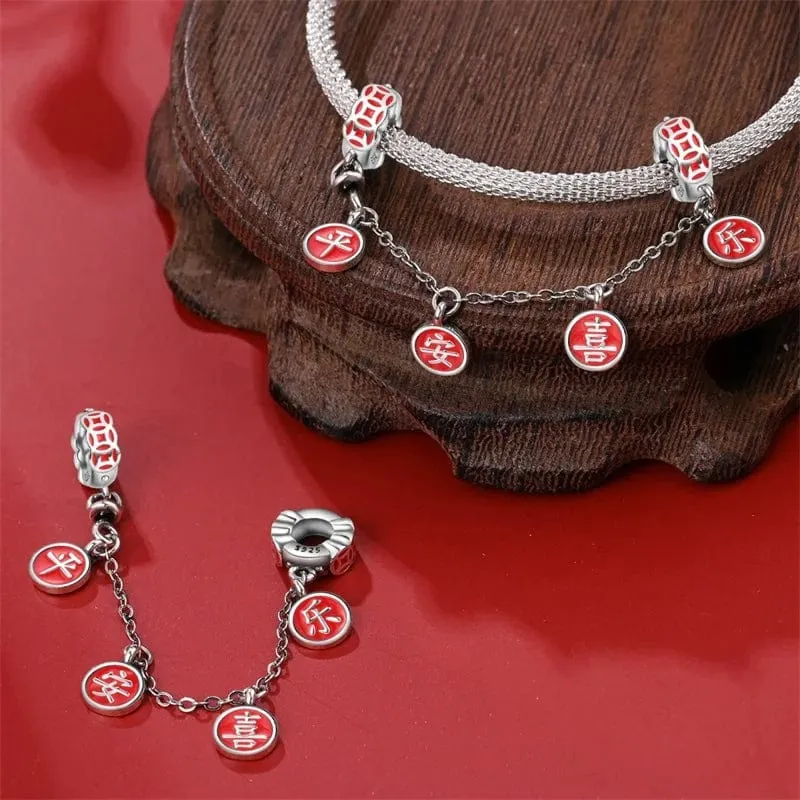 Red Chinese Symbols Blessing Safety Chain