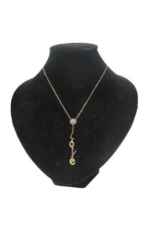 Red Gold CZ Love Necklace