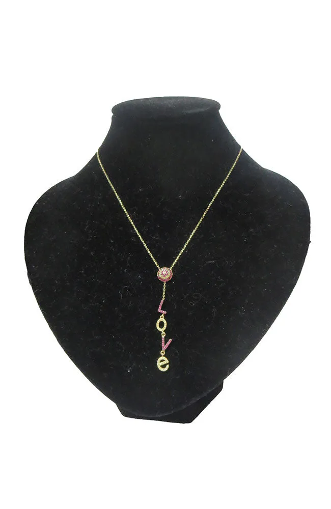 Red Gold CZ Love Necklace