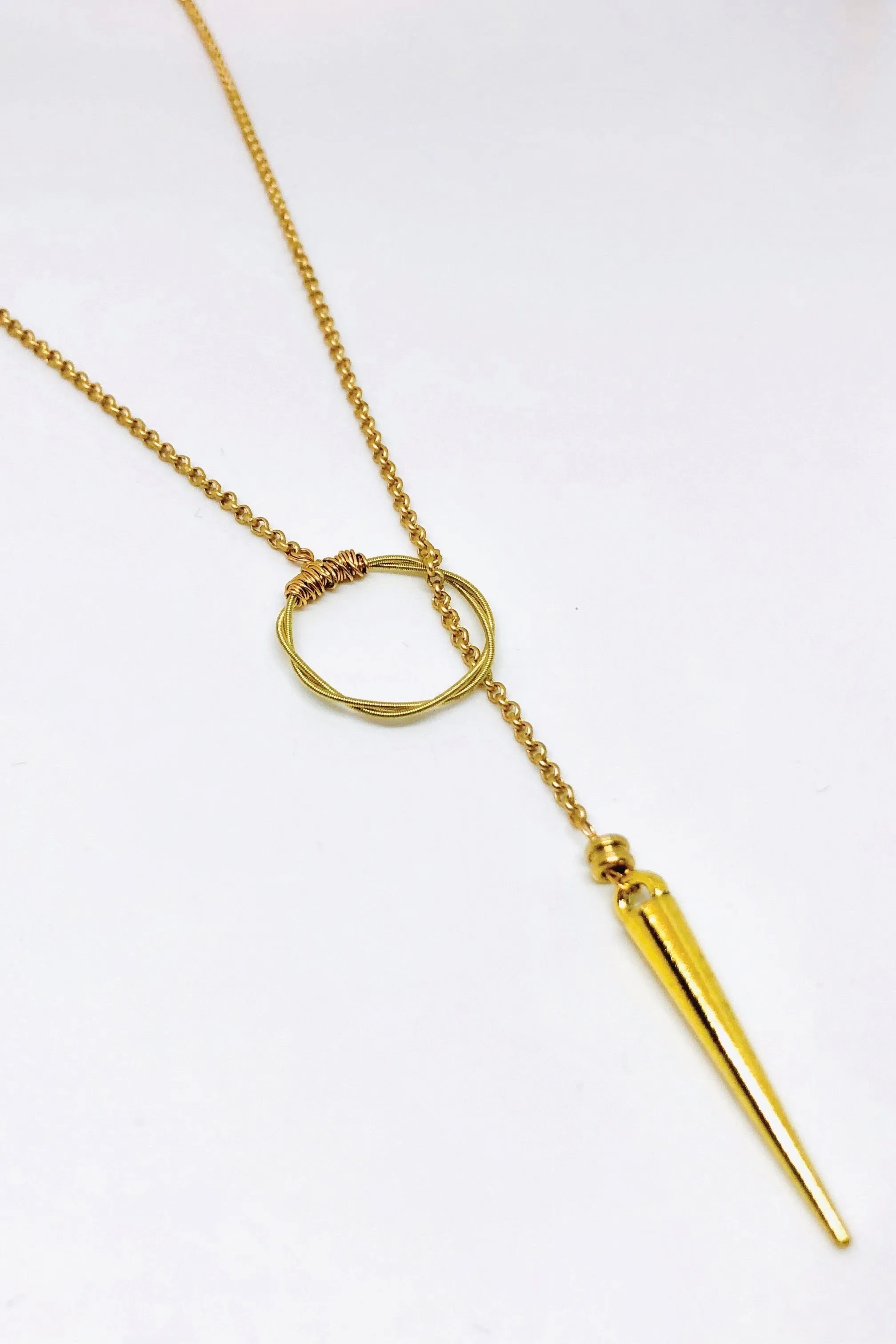 ReStrung Jewelry - Dagger Lariat Necklace Gold