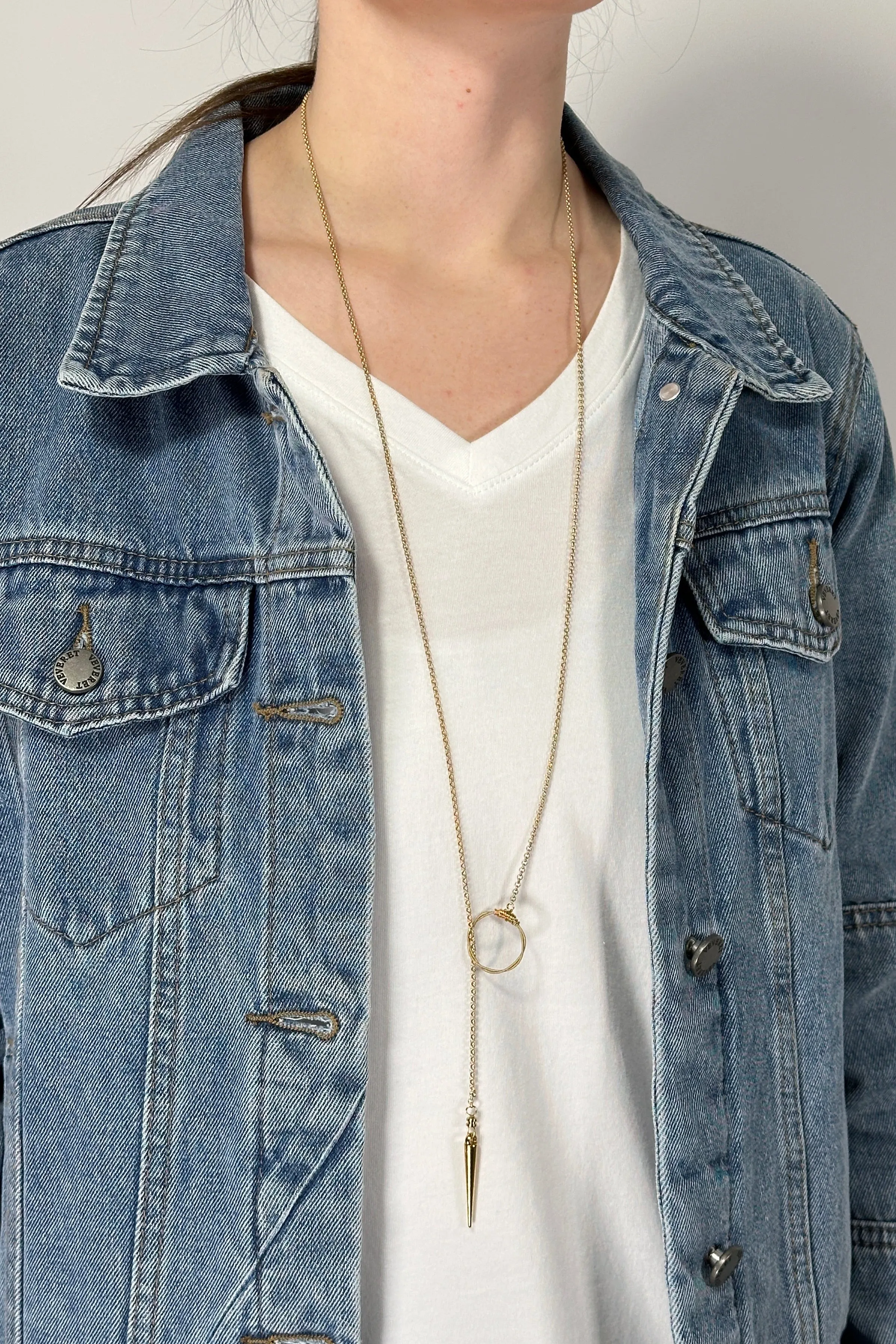 ReStrung Jewelry - Dagger Lariat Necklace Gold