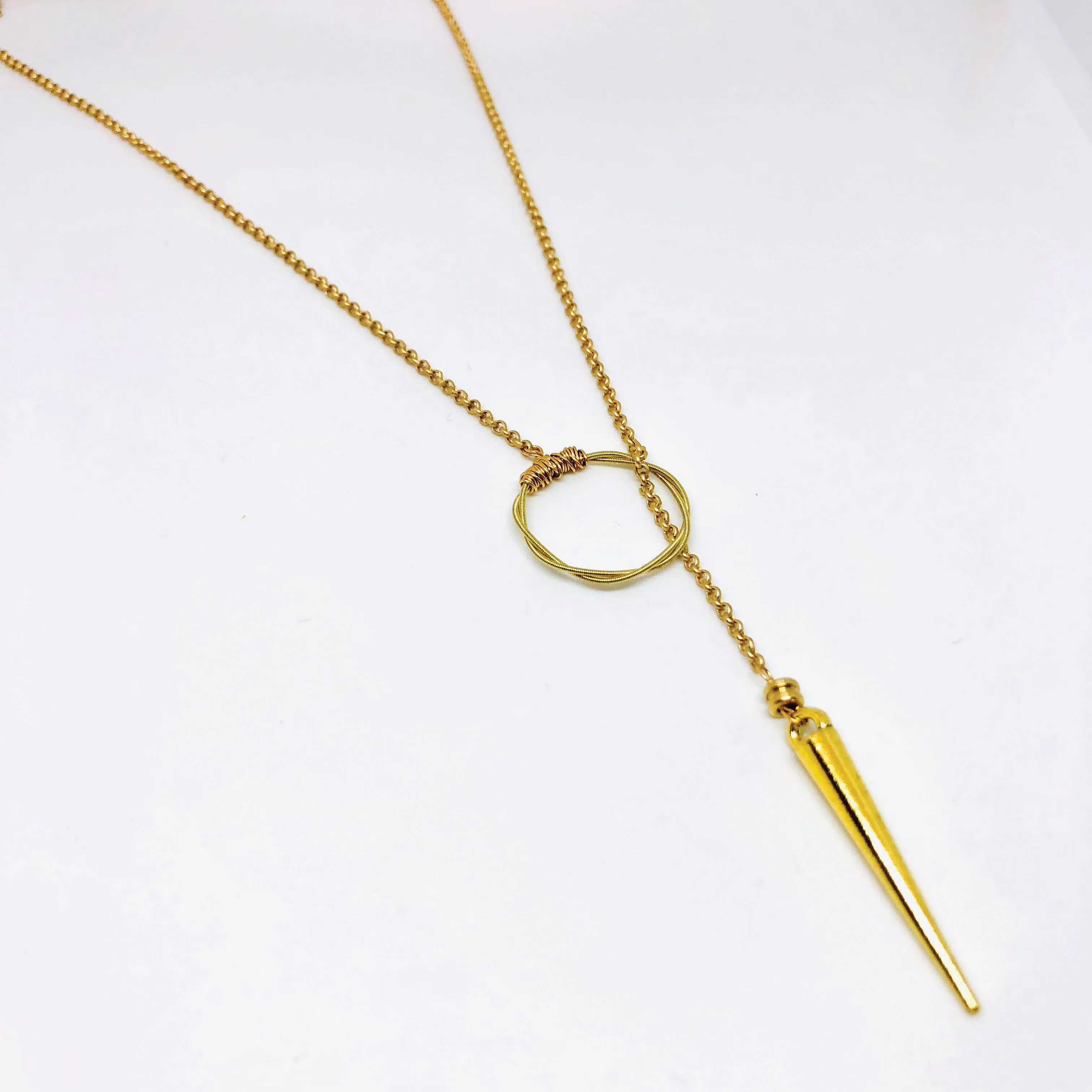 ReStrung Jewelry - Dagger Lariat Necklace Gold