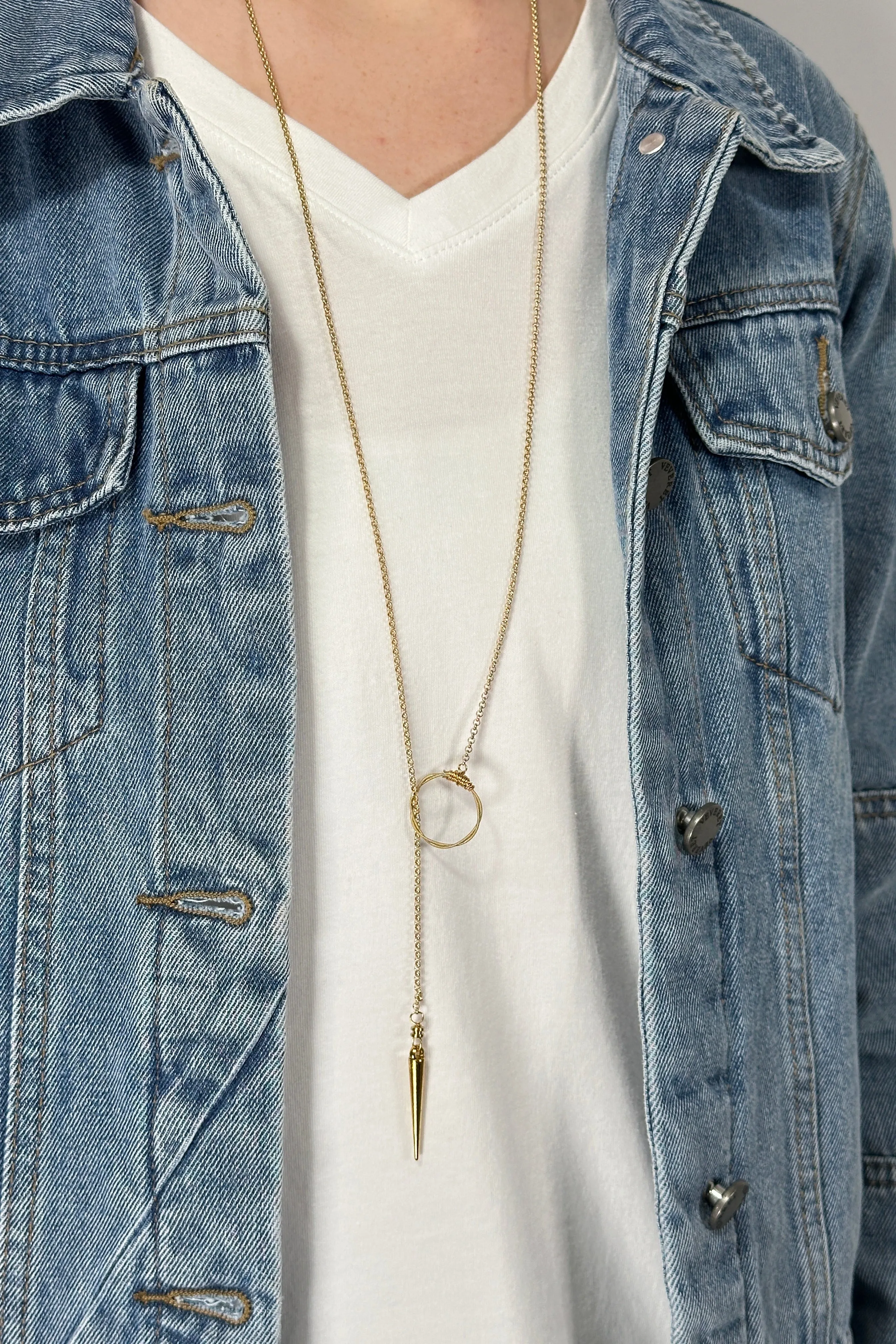 ReStrung Jewelry - Dagger Lariat Necklace Gold