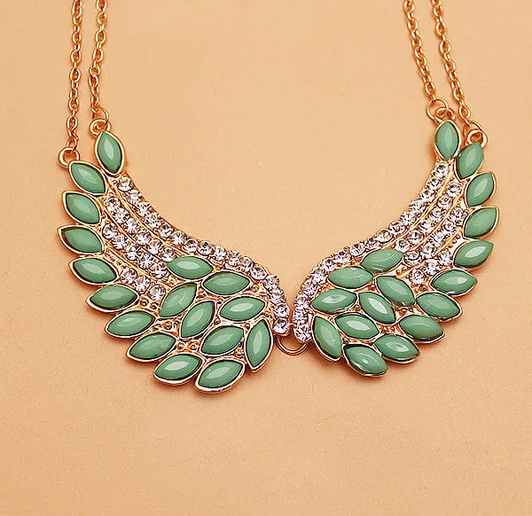 Rhinestone Loving Angel Wing Necklace Statement Jewelry for women Chain Necklaces & pendants Collar Vintage Jewellry