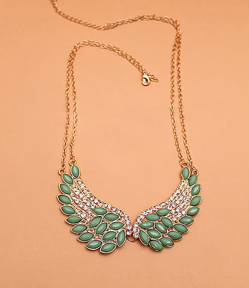 Rhinestone Loving Angel Wing Necklace Statement Jewelry for women Chain Necklaces & pendants Collar Vintage Jewellry