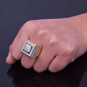 Rings Gold Color Copper Material Iced Full CZ Hip hop RingsSize 7-12