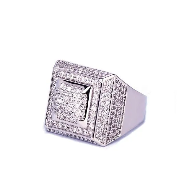 Rings Gold Color Copper Material Iced Full CZ Hip hop RingsSize 7-12