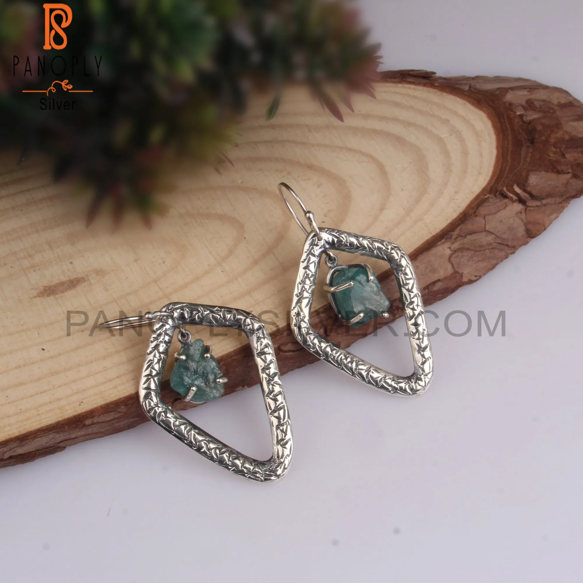 Rough Apatite Sterling Silver 925 Stylish Earrings
