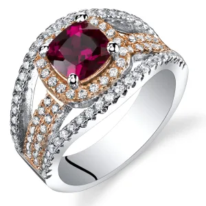Ruby Cushion Cut Sterling Silver Ring Size 6