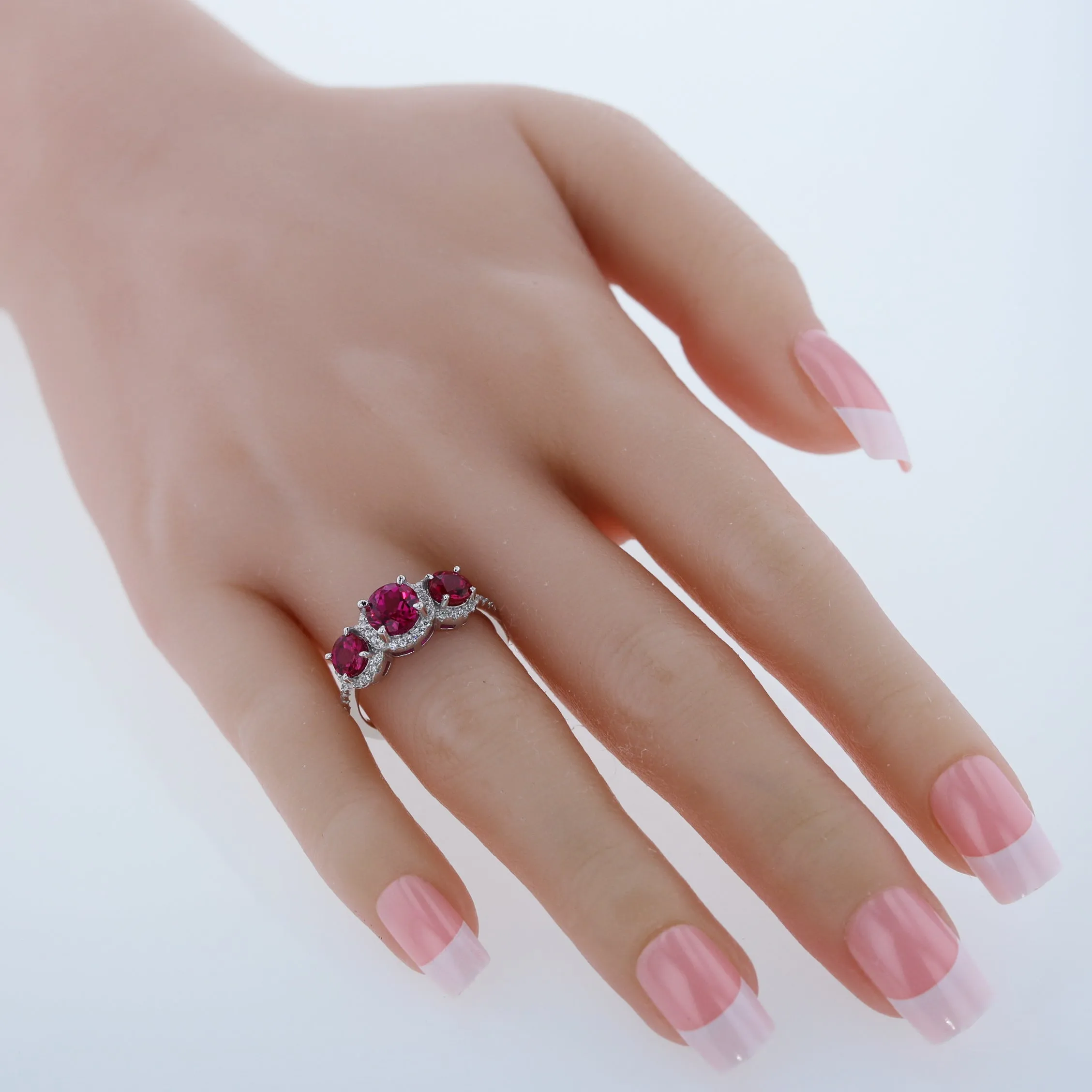 Ruby Round Cut Sterling Silver Ring Size 5