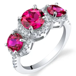 Ruby Round Cut Sterling Silver Ring Size 5