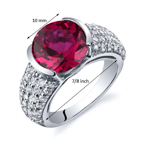 Ruby Round Cut Sterling Silver Ring Size 6