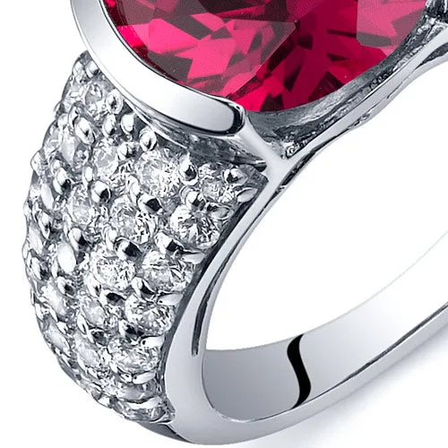 Ruby Round Cut Sterling Silver Ring Size 6