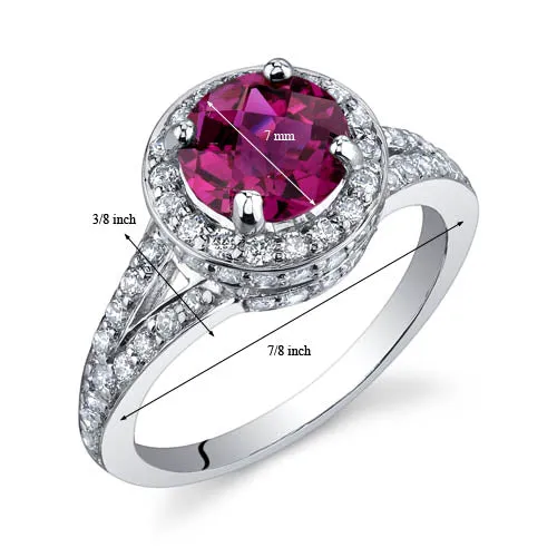 Ruby Round Cut Sterling Silver Ring Size 6