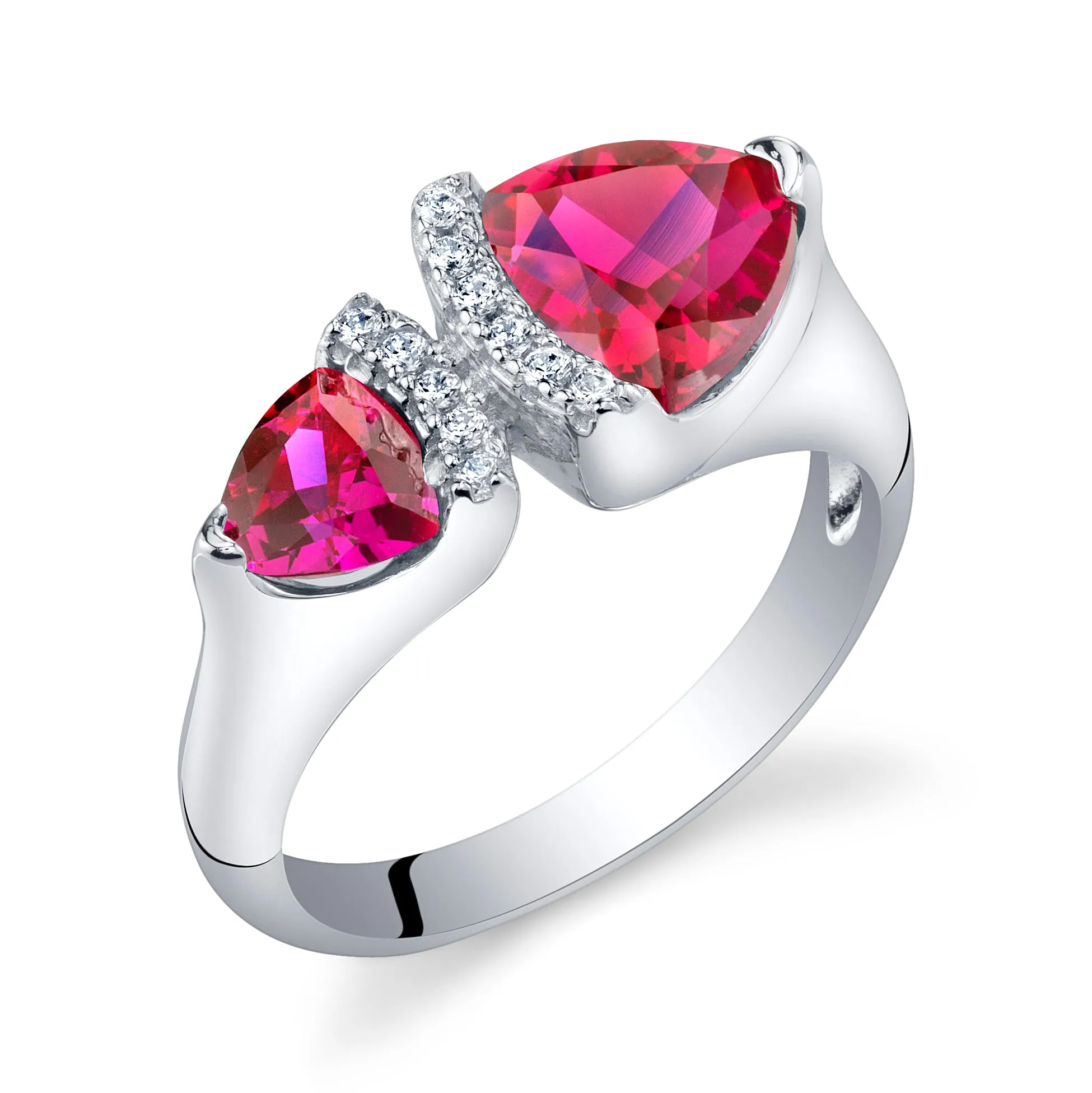 Ruby Trillion Sterling Silver Ring Size 5