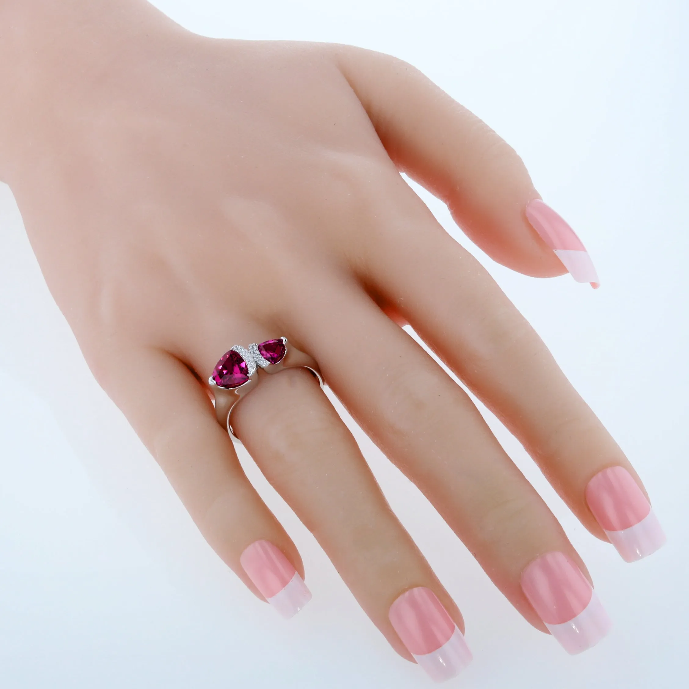 Ruby Trillion Sterling Silver Ring Size 5