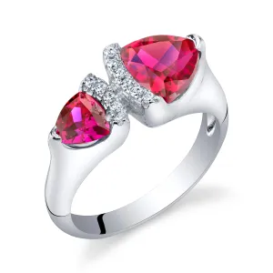 Ruby Trillion Sterling Silver Ring Size 5