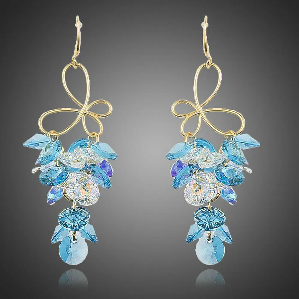 Sea Blue Crystal Drop Earrings -MJE0196