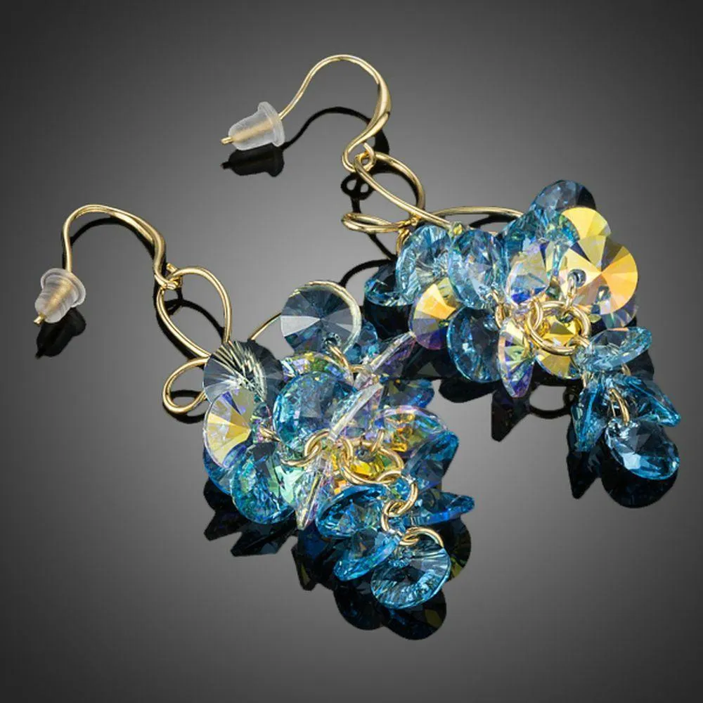 Sea Blue Crystal Drop Earrings -MJE0196