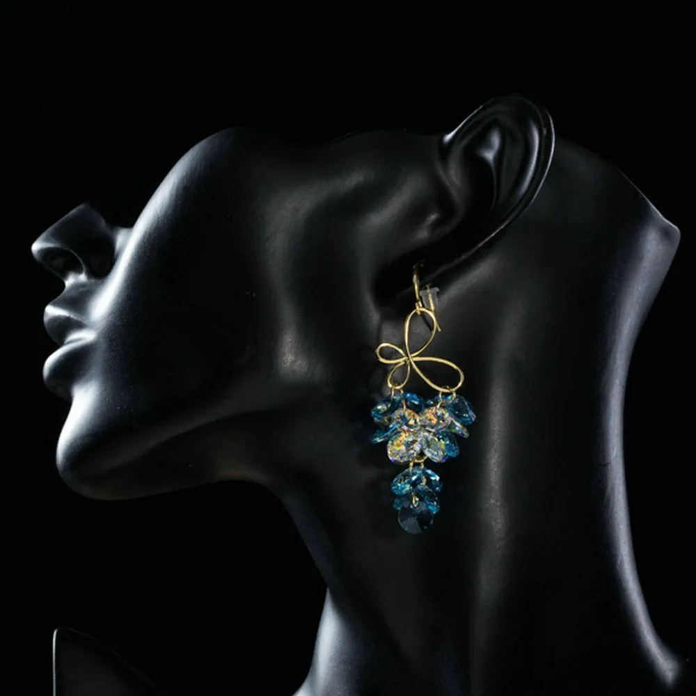 Sea Blue Crystal Drop Earrings -MJE0196