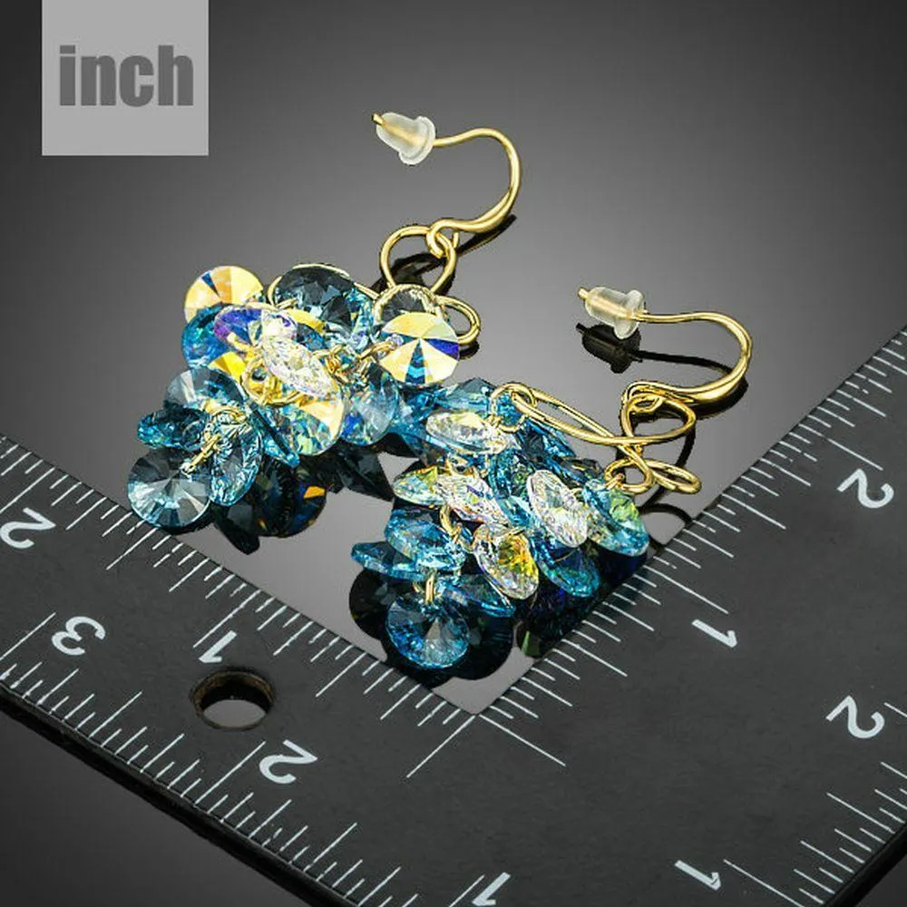 Sea Blue Crystal Drop Earrings -MJE0196