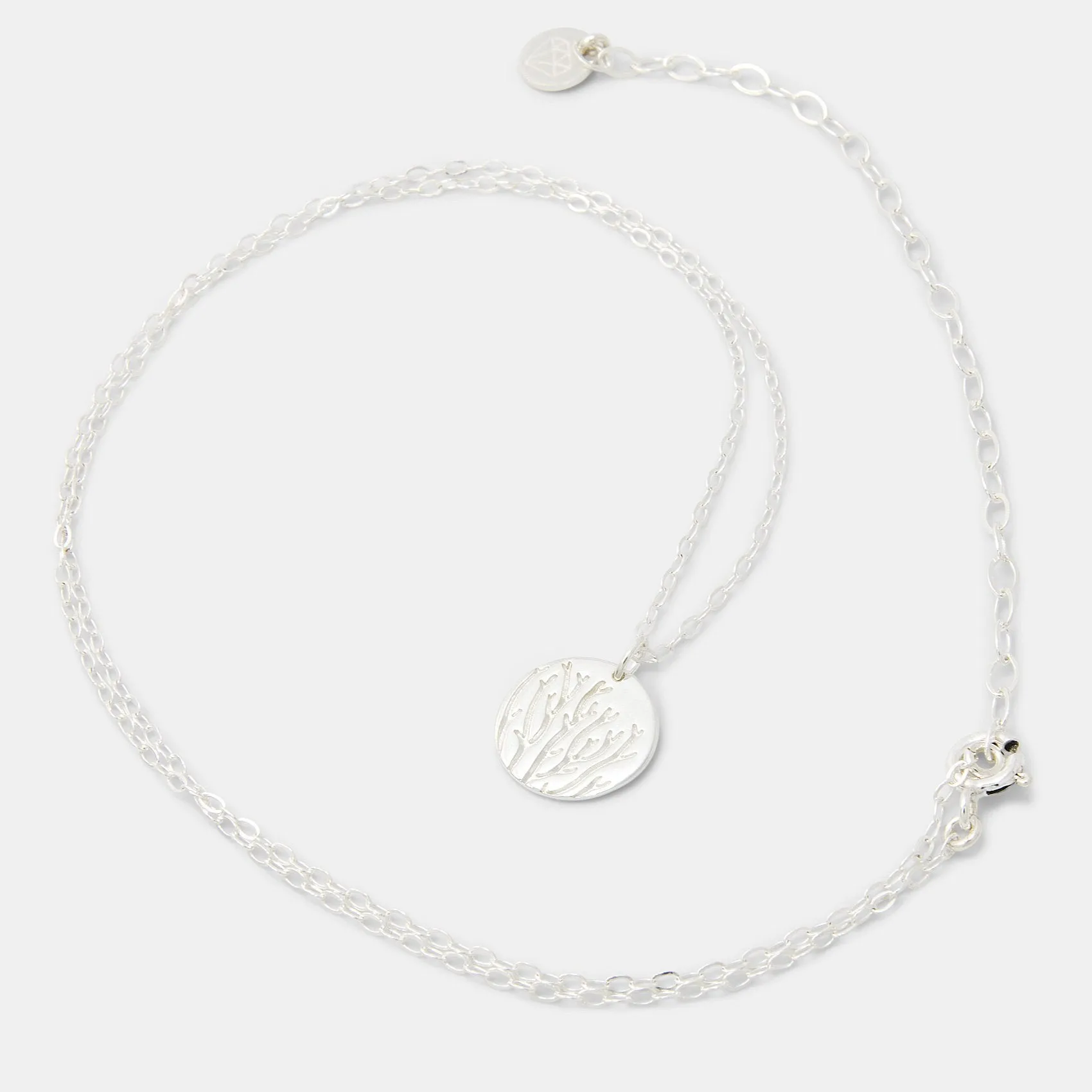 Seagrass Texture Silver Pendant Necklace