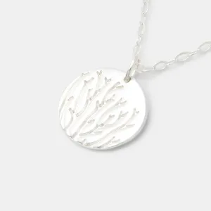 Seagrass Texture Silver Pendant Necklace