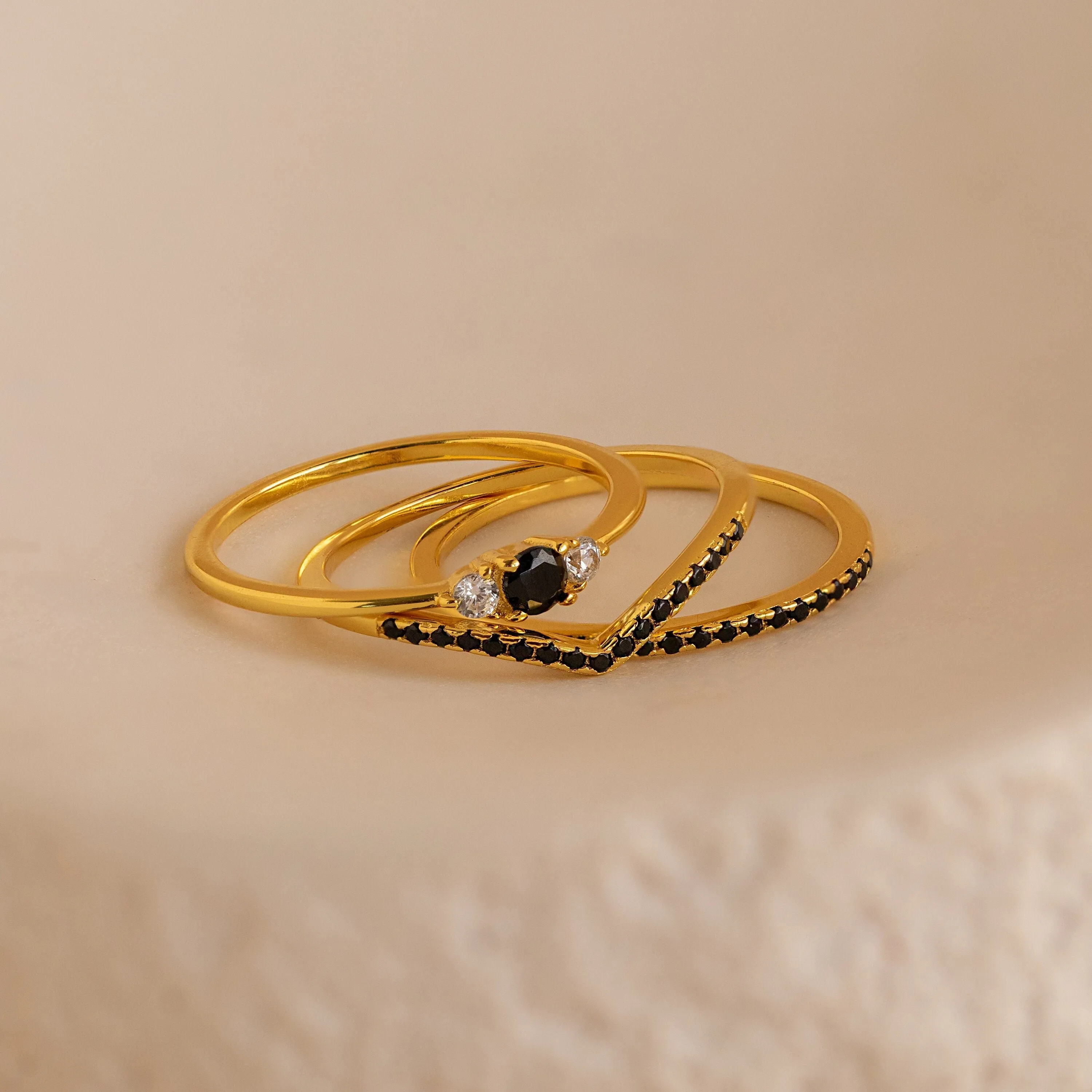 Set of 3 Black Diamond Rings Collection