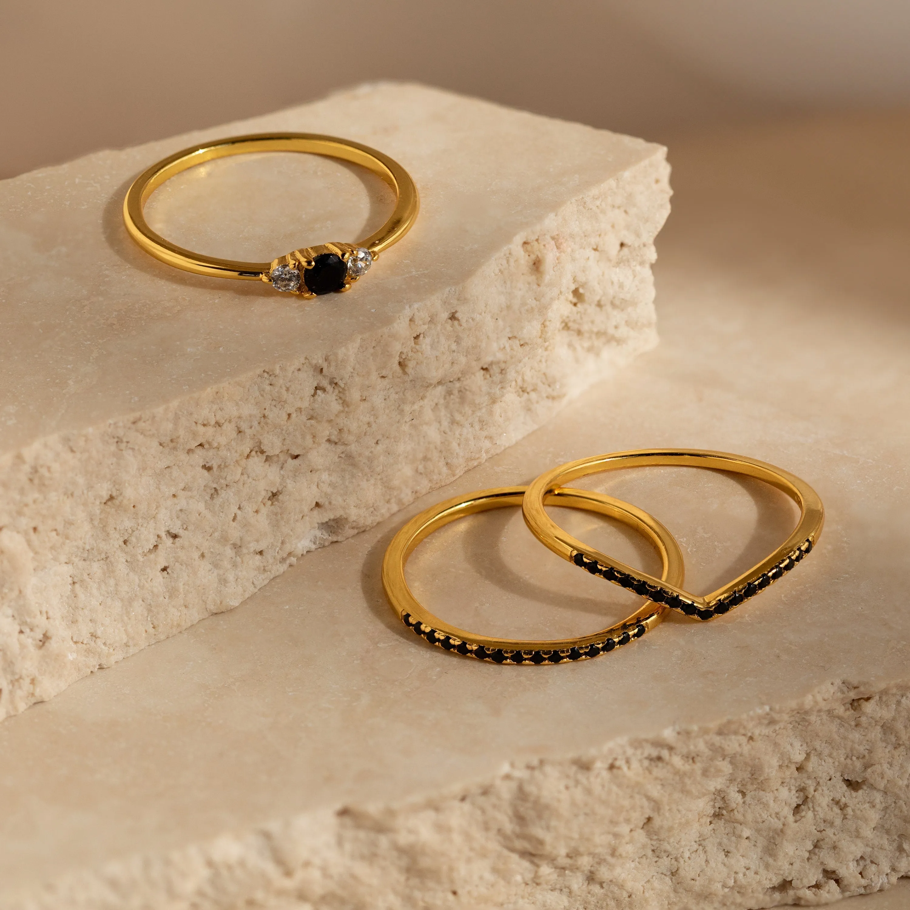 Set of 3 Black Diamond Rings Collection