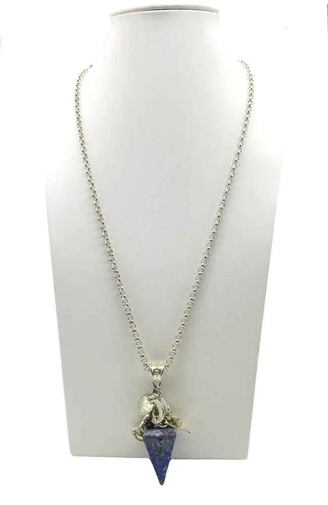 Silver Blue Lapis Charm Necklace