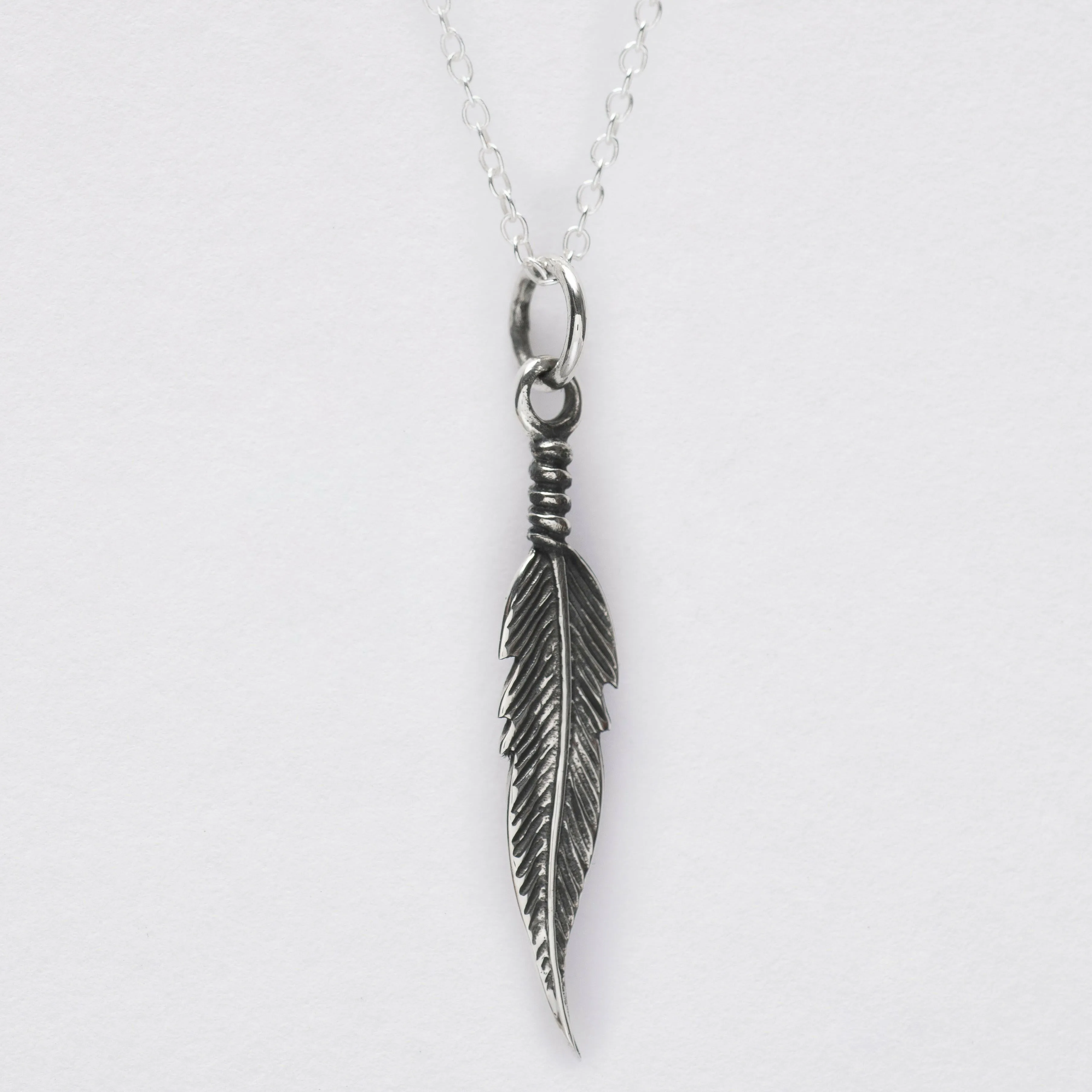 Silver Feather Pendant Necklace - Hypoallergenic Sterling Silver - Unique Design - Hypoallergenic