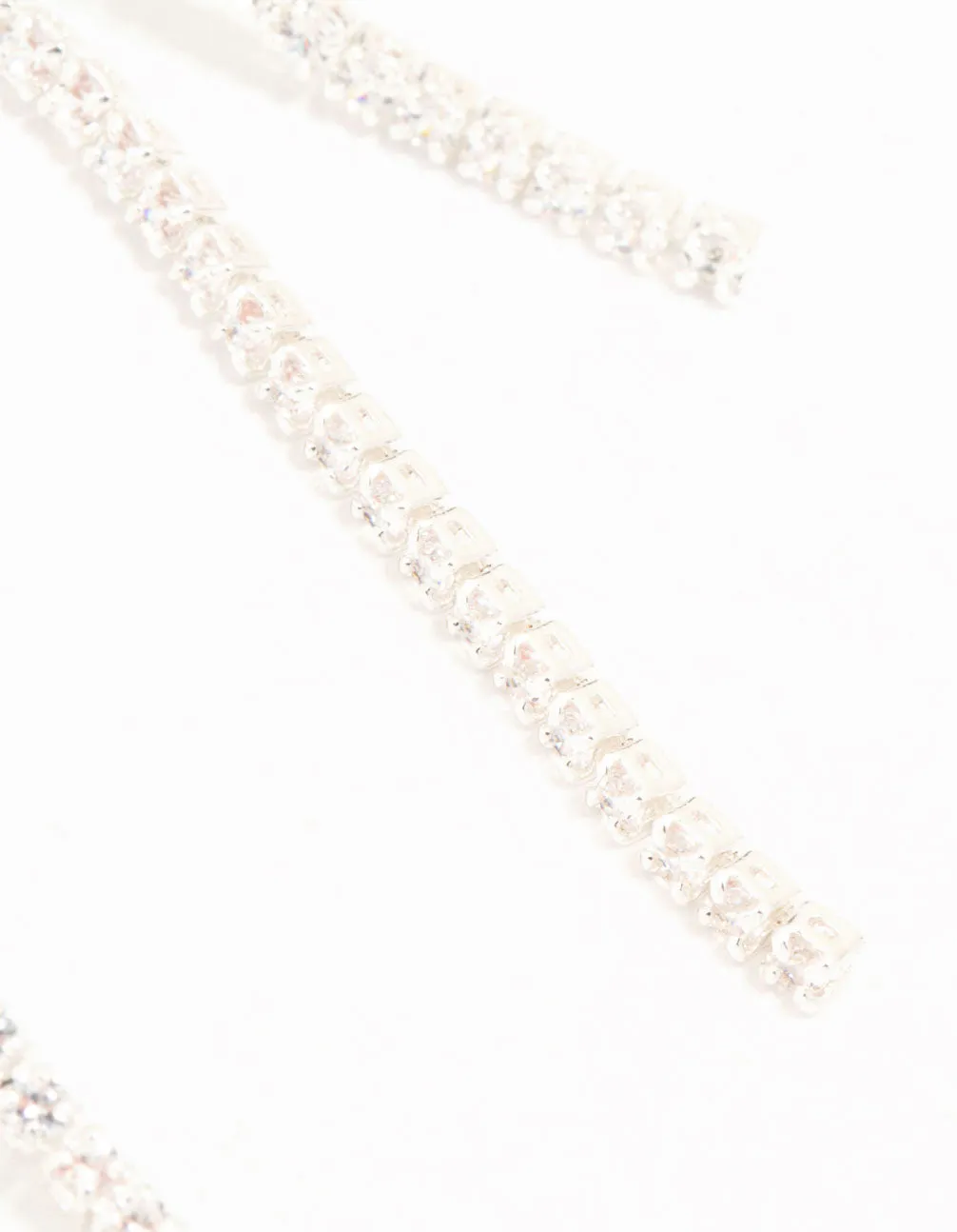 Silver Plated Cubic Zirconia Loop Cup Chain Bow Earrings