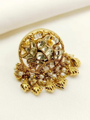 Snehita White Kundan Finger Ring