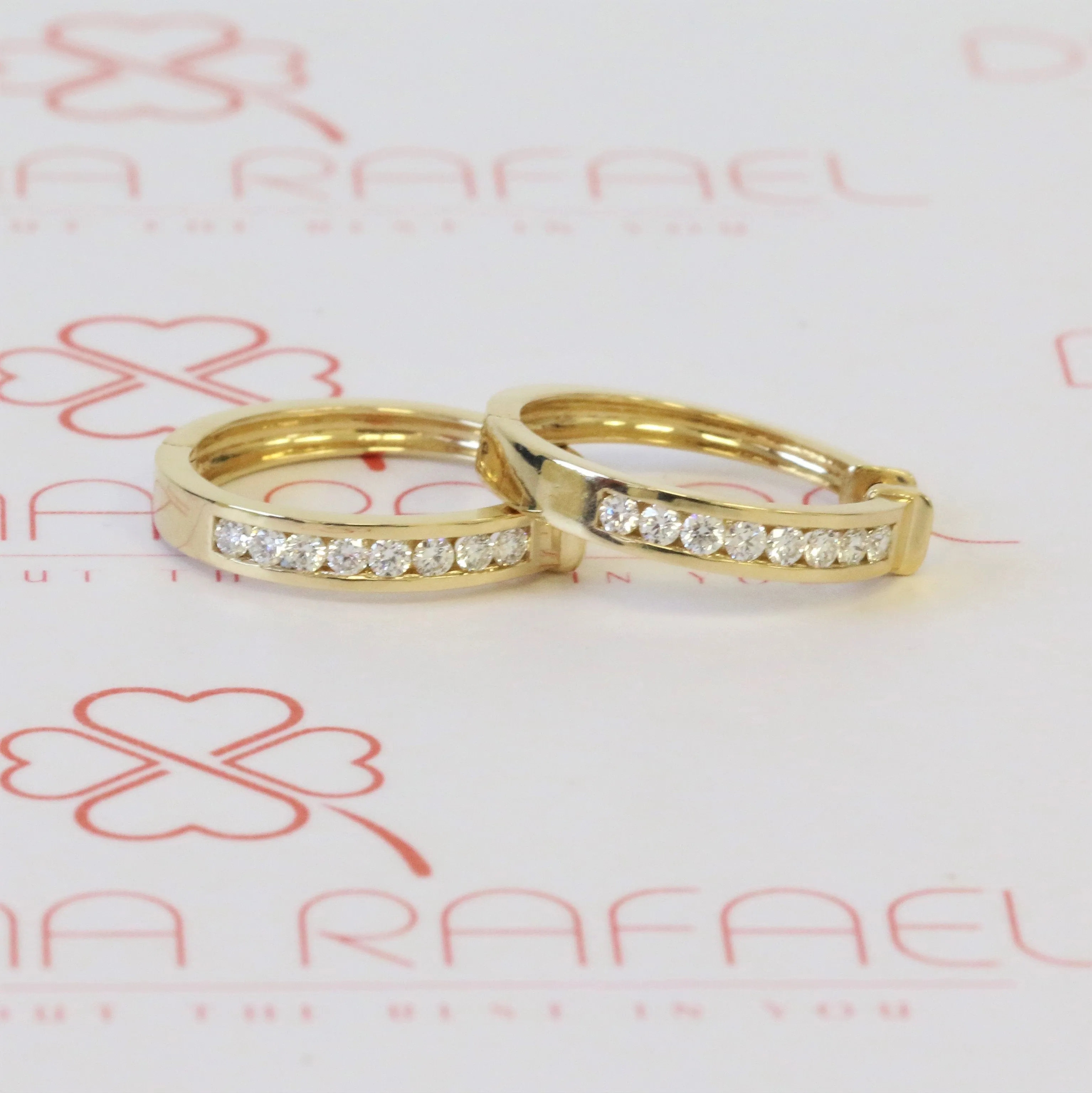 Speed Of Light Channel Earrings 2 Natural Diamonds in Yellow Gold