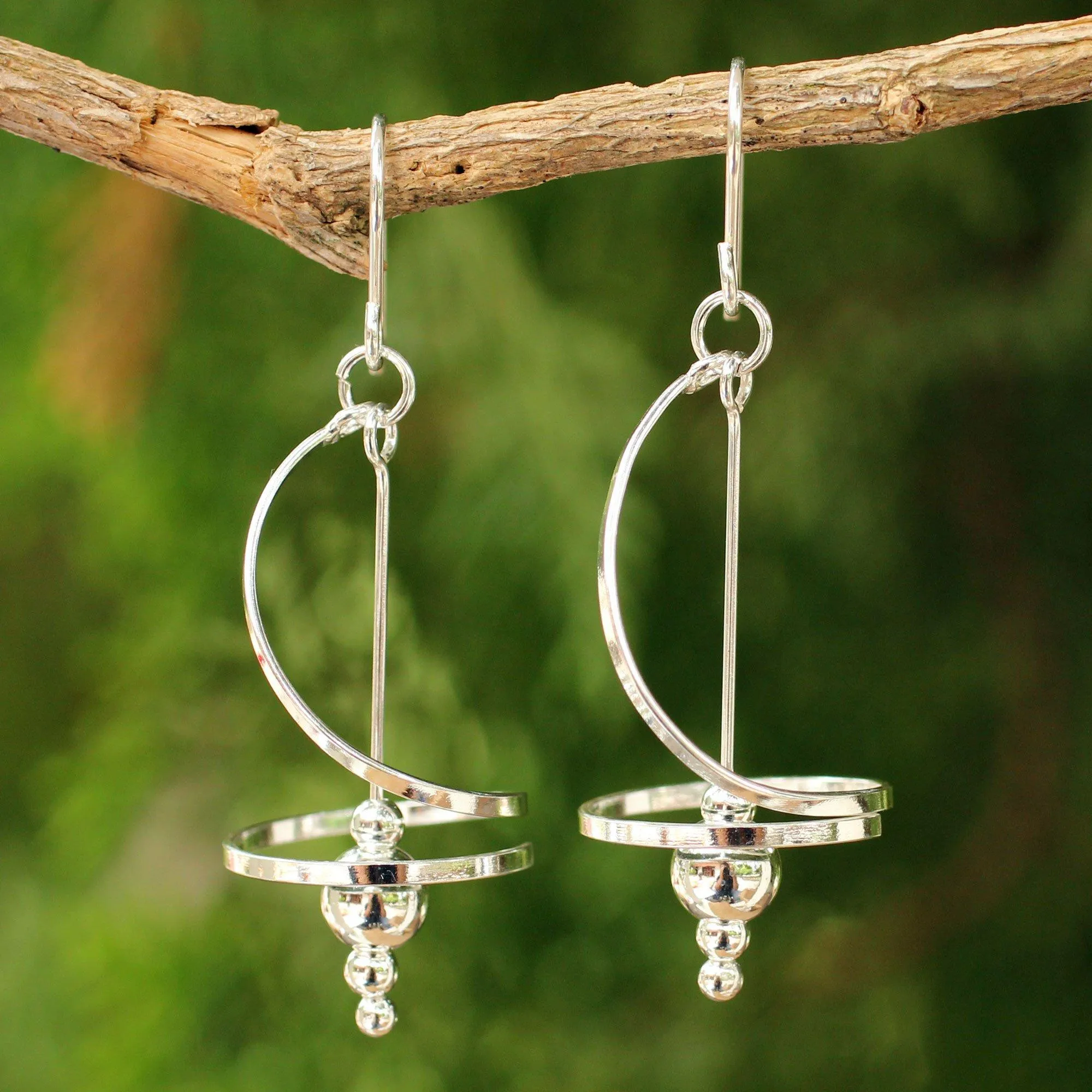 Spiral Dangle Sterling Silver Earrings