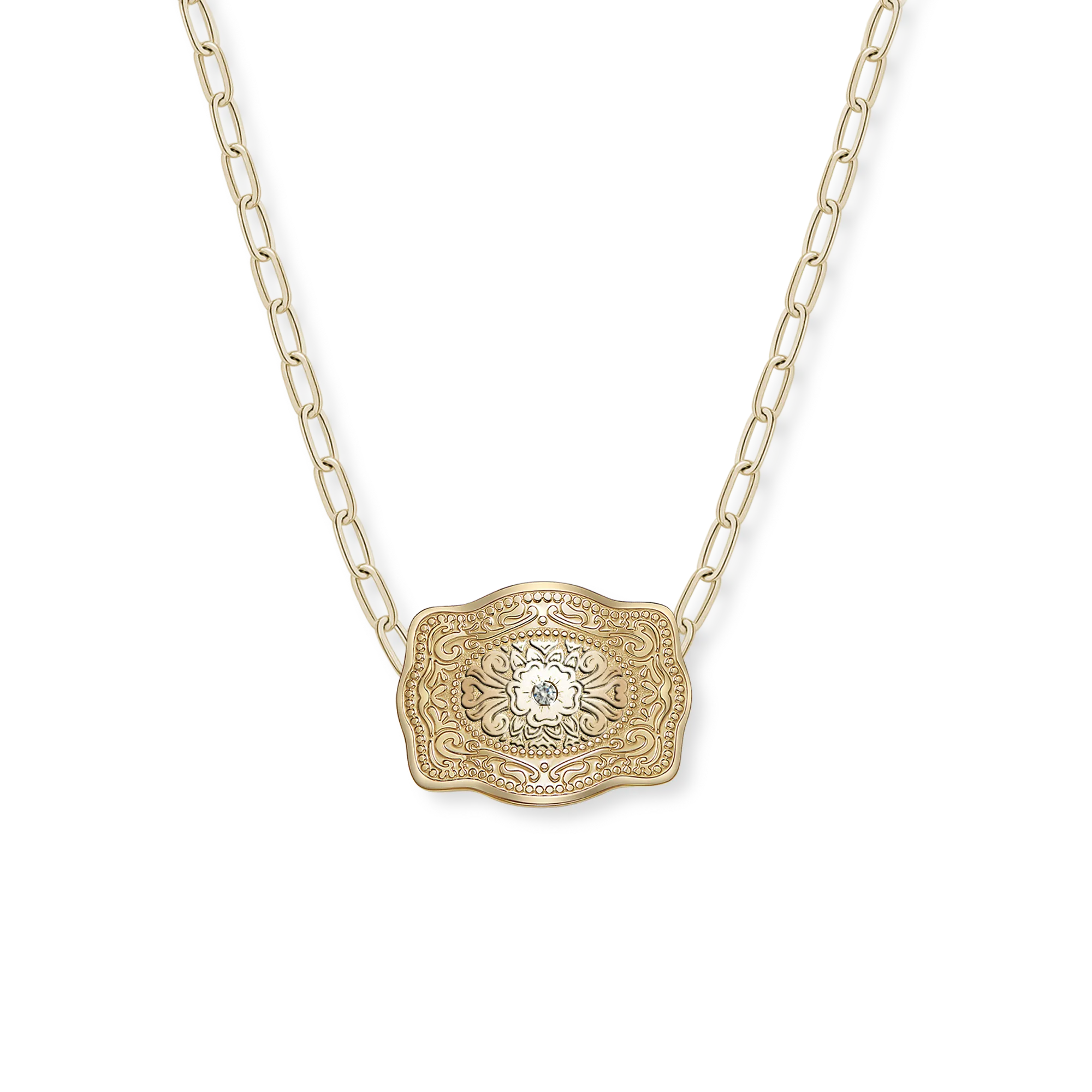 Spurwest Amelia Rose Mini Belt Buckle Necklace (Available in Silver or Gold)