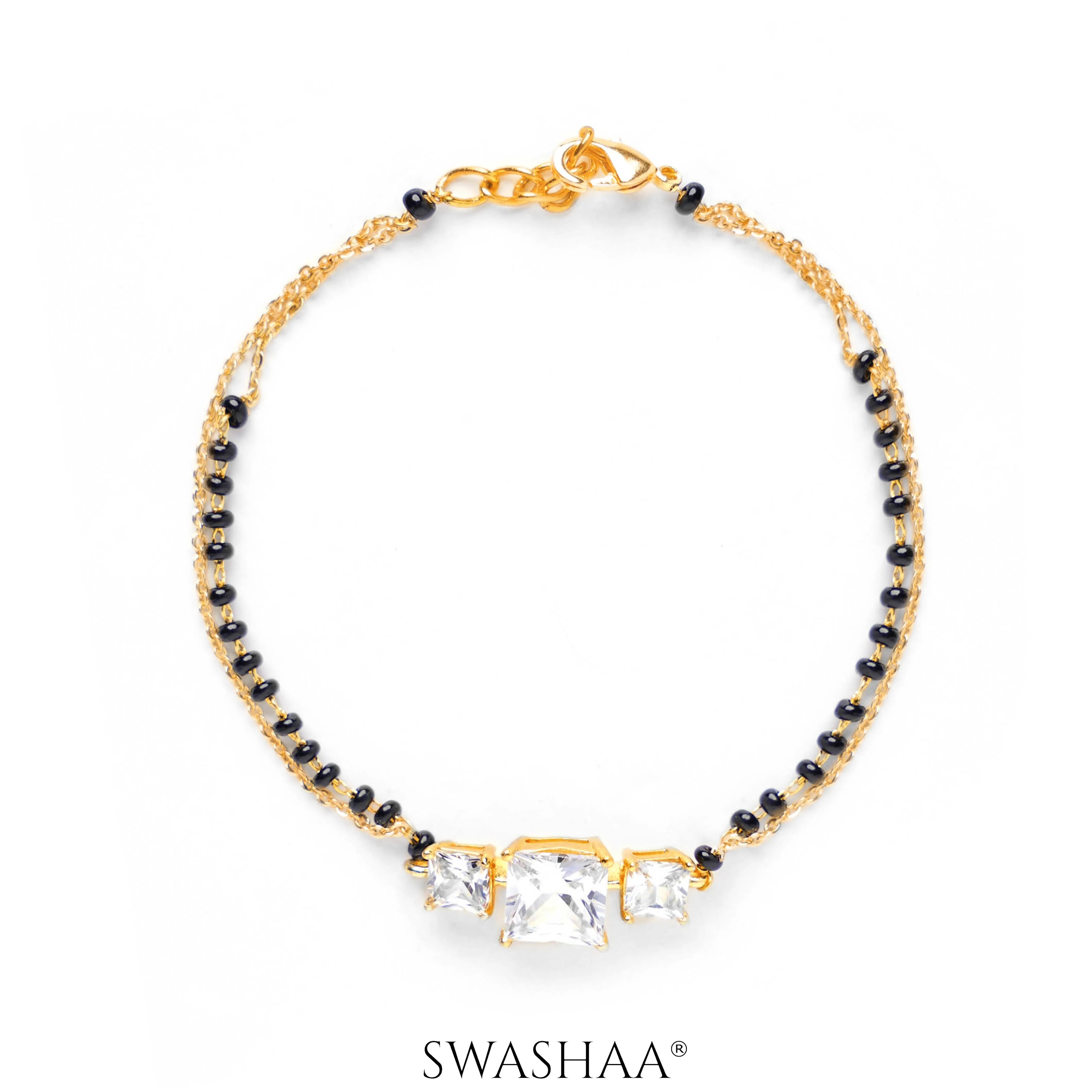Square Solitaire 18K Gold Plated Mangalsutra Bracelets