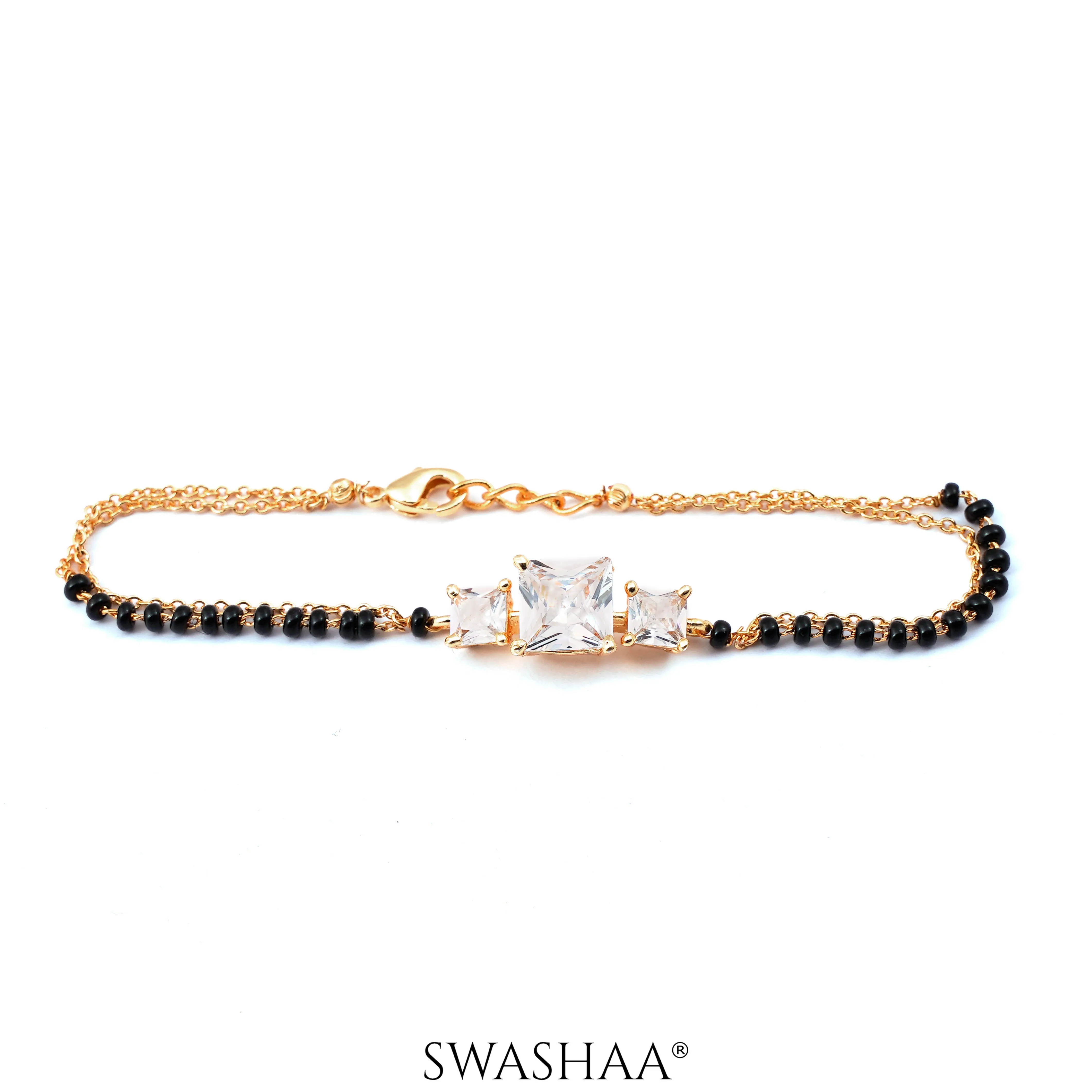 Square Solitaire 18K Gold Plated Mangalsutra Bracelets