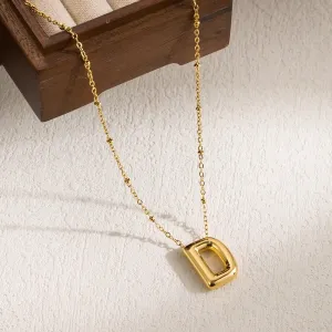 Stainless Steel 18 K Gold IP D initial Pendant Necklace 18 inch with 2inch extender