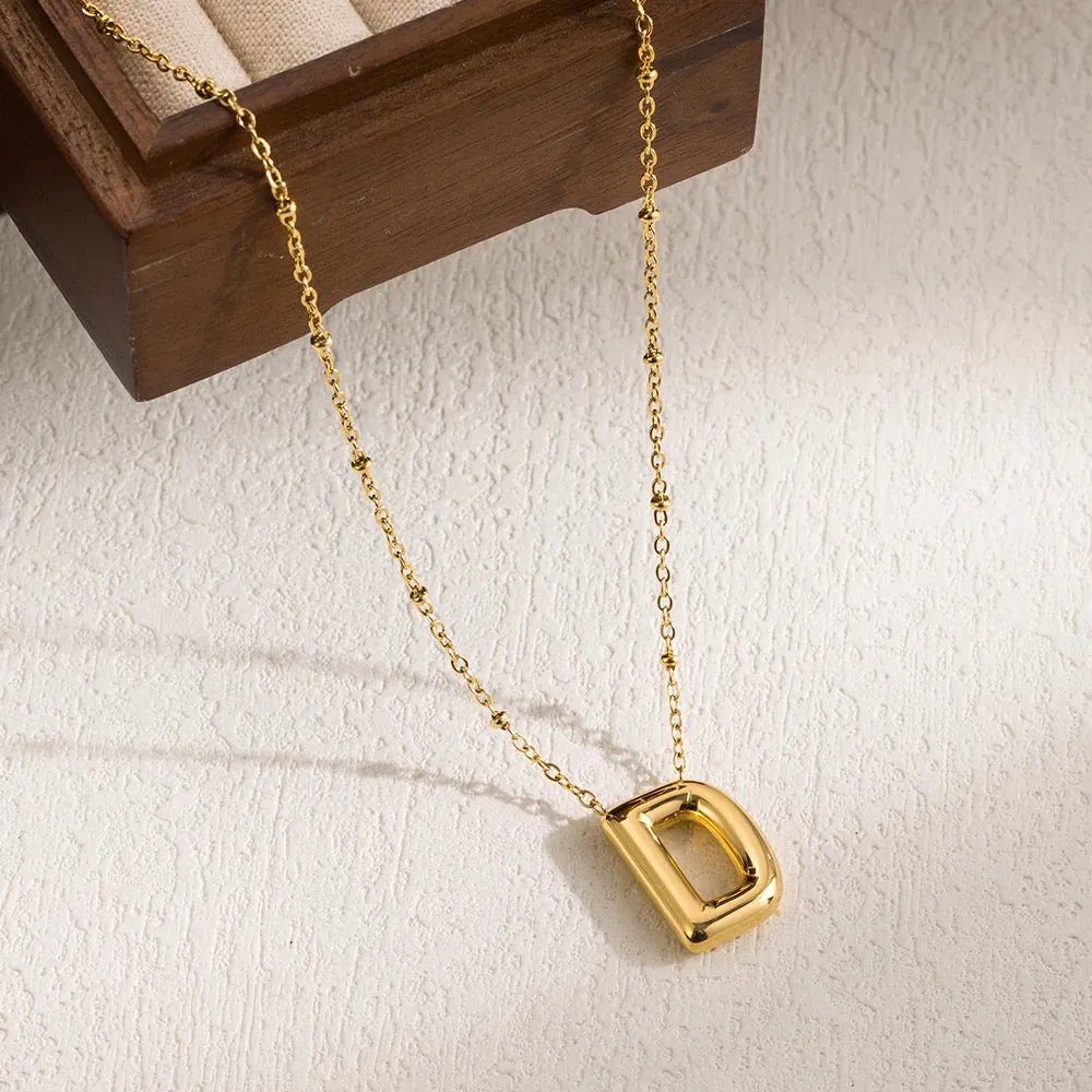 Stainless Steel 18 K Gold IP D initial Pendant Necklace 18 inch with 2inch extender