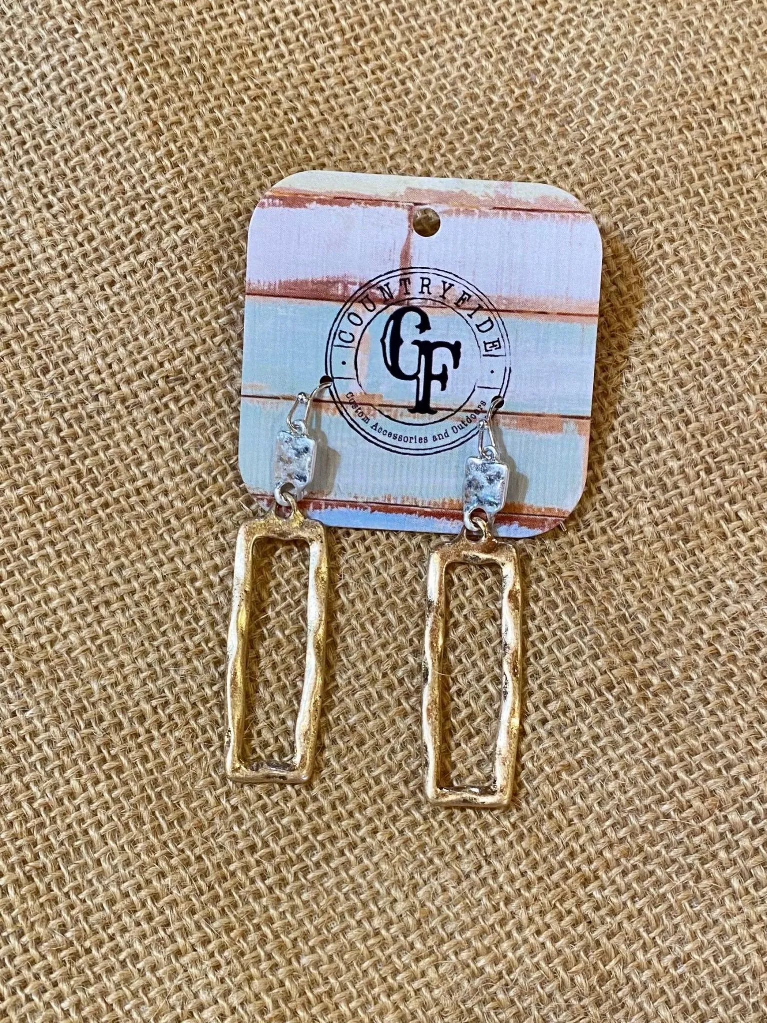 STAMPED METAL RECTANGLE EARRINGS